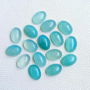 10x14MM Natural Chalcedony Cabochon, Aqua dyed Chalcedony Oval AAA Chalcedony Calibrated Gemstone for Ring, Necklace Jewelry Making Stone