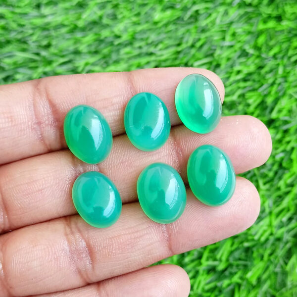 12x16MM Natural Green Onyx Cabochon, Onyx Oval AAA Chalcedony Calibrated Gemstone For Ring, Necklace Jewelry Making Stone