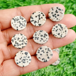 16mm Dalmatian Jasper Flat Round Gemstone, Jasper Round Both side Flat Coin, Jasper Flat Circle Crystal, Dalmatian Jasper Coin for Jewelry