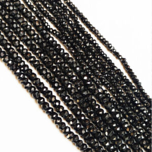 6MM Black Spinel Rondelle Beads, Spinel Faceted Beads AA+ Quality with .80MM Hole 10-12” Per Strand (Approx 80-120 Beads ) Spinel Cut Beads