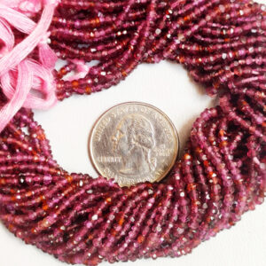 6MM Garnet Rondelle Beads, Red Garnet Faceted Beads AA+ Quality With .80MM Hole 10” Per Strand, Loose Red Garnet Cut Beads