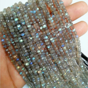 6MM Labradorite Rondelle Beads, Multi Flashy Labradorite Faceted Beads AA+ Quality With .80MM Hole 10'' Per Strand, Labradorite Cut Beads