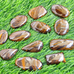 African Tiger Eye Cabochon, Tiger Eye Stone Wholesale Lot African Tiger Eye Gems Polished Loose Stone For Jewelry Mix Size/Shapes Per Carats