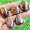 African Tiger Eye Cabochon, Tiger Eye Stone Wholesale Lot African Tiger Eye Gems Polished Loose Stone For Jewelry Mix Size/Shapes Per Carats