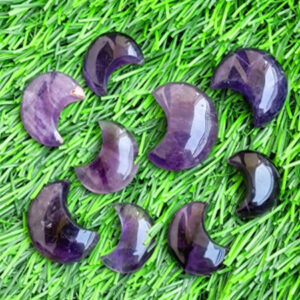 Amethyst Moon, Natural Amethyst Crescent Moon Gemstone, Designer Amethyst Moon, Half Moon Shaped Cabochons For Rings, Studs Jewelry