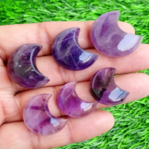 Amethyst Moon, Natural Amethyst Crescent Moon Gemstone, Designer Amethyst Moon, Half Moon Shaped Cabochons For Rings, Studs Jewelry