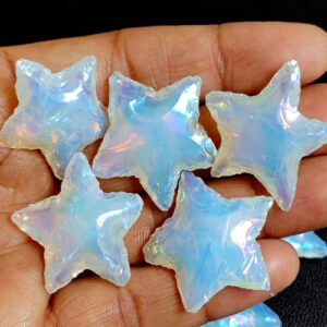 Angel Aura Opalite Star, Rainbow Coated Aura Opalite Star, Metaphysical Titanium Coated Aura Star, Aura Opalite Star Crystal for Jewelry