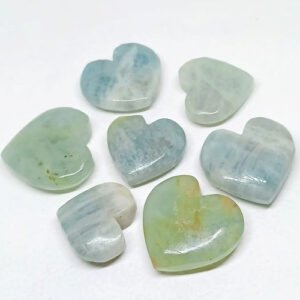 Aquamarine Heart Stone, Wholesale Aquamarine Puffy Heart Crystal, Aquamarine Heart Jewelry, Reiki, Decor Crystal Gift Stone