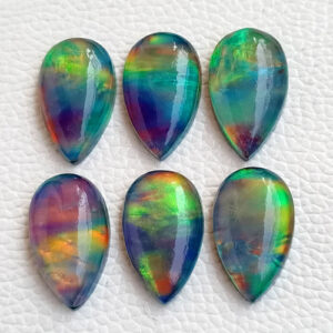 Aurora Pear Opal, Aura Opal With Crystal, Aurora Opal Doublet, Aurora Borealis, Aurora Opal Cabochon, Aurora Opal Crystal For Jewelry