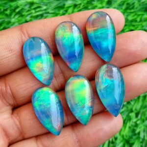 Aurora Pear Opal, Aura Opal With Crystal, Aurora Opal Doublet, Aurora Borealis, Aurora Opal Cabochon, Aurora Opal Crystal For Jewelry