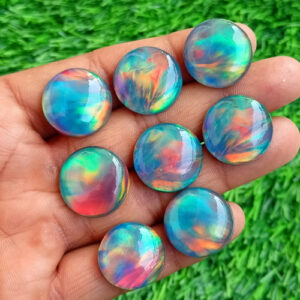 Aurora Round Opal, Aura Opal With Crystal, Aurora Opal Doublet, Aurora Borealis, Aurora Opal Cabochon, Aurora Opal Crystal For Jewelry