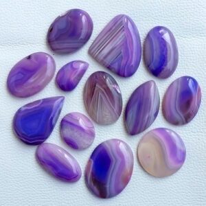 Banded Agate Purple Stone, Banded Onyx Agate, Banded Agate Cabochon, Agate Gemstone Wholesale lot Mix Size for Agate Pendants Jewelry Supply