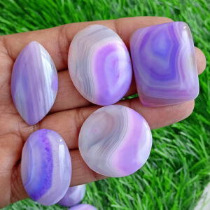 Banded Agate Purple Stone, Banded Onyx Agate, Banded Agate Cabochon, Agate Gemstone Wholesale lot Mix Size for Agate Pendants Jewelry Supply