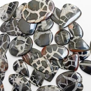 Black Septarian Cabochon Lot, Wholesale Natural Septarian Stone, Bulk Septarian Gemstone, Black Septarian Crystal For Wire-wrap Jewelry