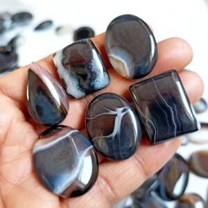 Black Banded Agate Cabs, Botswana Agate Bulk Gemstone, Natural Botswana Agate Wholesale lot, Mix Agate Healing Crystal by Carats for Jewelry