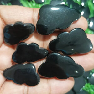 Black Onyx Clouds, Onyx Crystal Cloud, Natural Onyx Cloud Cabochon AAA Crescent Carving Gemstone Clouds for Rings, Pendants Necklace Jewelry