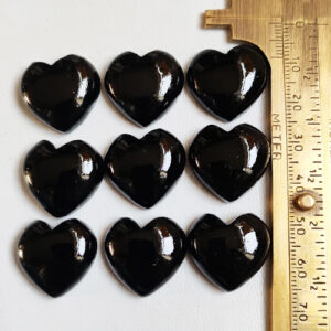 Black Onyx Heart Stone, Onyx Heart Gemstone, Crystal Heart, Carved Stone Heart, Pocket Heart, Puffed Heart for Reiki Jewelry Making