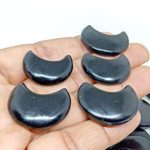 Black Onyx Moon Stone, Natural Onyx Moon Cabochon, Carved Moon Crystal, Black Onyx Moon Gemstone For Jewelry, Pendant, Necklace Supply