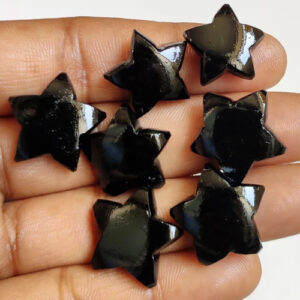 Black Onyx Stars, Star Cabochon, Natural Onyx Star, Onyx Crystal Star Beads AAA Crescent Carving Star, Gemstone Stars for Jewelry Kit, gifts