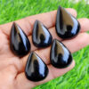 Black Onyx Teardrop Stone, Pear Onyx Crystal lot, Wholesale Black Onyx Pendants Gemstone, Natural Onyx Jewelry Cabochons Mix Sized by Weight