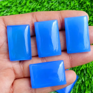 Blue Chalcedony Rectangle Shape Gemstone, Blue Onyx Cabochon, Onyx Polished Stone, Blue Onyx Crystal For Necklace, Pendant Jewelry Supply