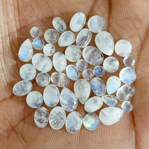 Blue Flashy Smaller Size Moonstone, Natural Rainbow Moonstone Mini Cabochon Wholesale Moonstone Lot Mix Shapes/Size For Necklace Jewelry