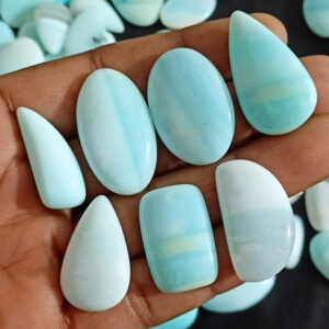 Blue Opal Cabochon AAA+ Blue Opal Stone, Wholesale lot Blue Opal Loose Gems, Dyed Blue Opal Gemstones for jewelry Mix Size/Shapes per Carats