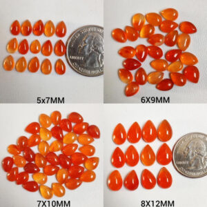 Carnelian Pear Calibrated MM Stone, Carnelian Teardrop Cabochon, 01 Carnelian Beads, Carnelian Jewelry Stone 5x7mm, 6x9mm, 7x10mm, 8x12mm