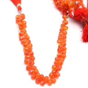 Carnelian Teardrop Faceted Beads, AAA+ Quality With 01MM Hole 8” Per Strand Carnelian Mix Size Beads, Carnelian Cut Beads For Jewelry