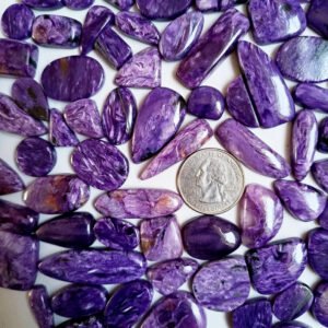 Charoite Gemstone Wholesale, Natural Charoite Small Cabochon, Charoite Stone, Charoite Crystal by Carats For Wire-wrap Jewelry Loose Stone