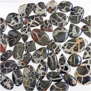 Black Septarian Cabochon Lot, Wholesale Natural Septarian Stone, Bulk Septarian Gemstone, Black Septarian Crystal For Wire-wrap Jewelry